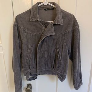 Women’s gray corduroy bomber jacket